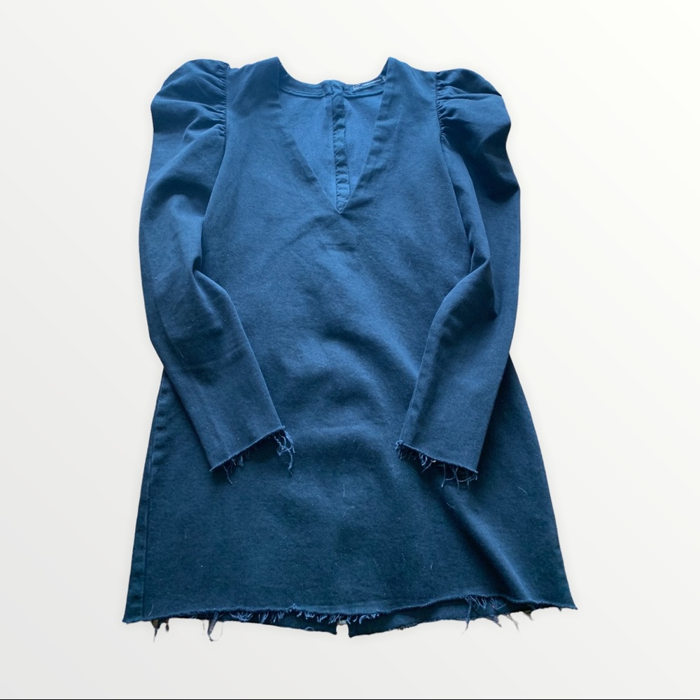 ZARA Black Denim Zip-Up Dress